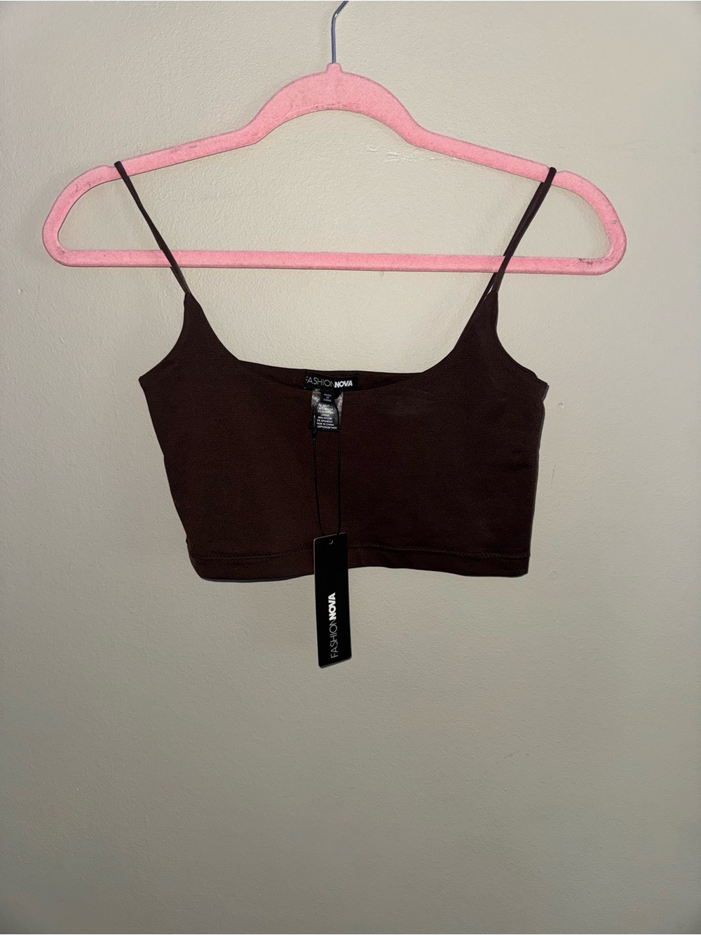 Fashion Nova Dark Brown Ribbed Crop Cami